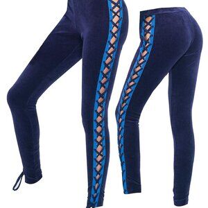 Puma Fenty Y2K Lace-Up Velour Pants Navy Blue Size‎ Small